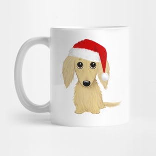 Longhaired Cream Dachshund with Santa Hat Cute Dog Christmas Mug